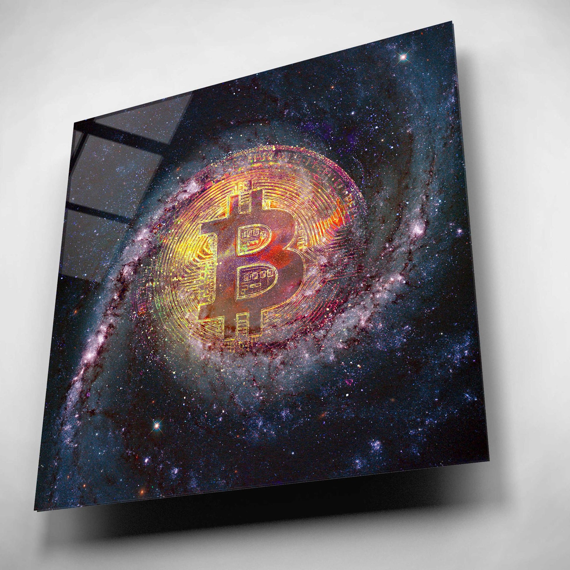 Epic Art 'Bitcoin Galaxy', Acrylic Glass Wall Art,12x12