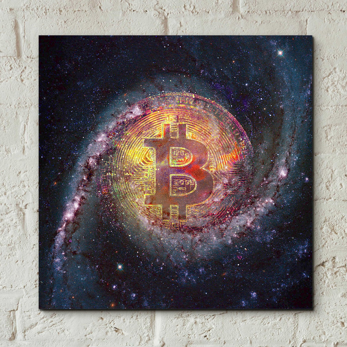 Epic Art 'Bitcoin Galaxy', Acrylic Glass Wall Art,12x12