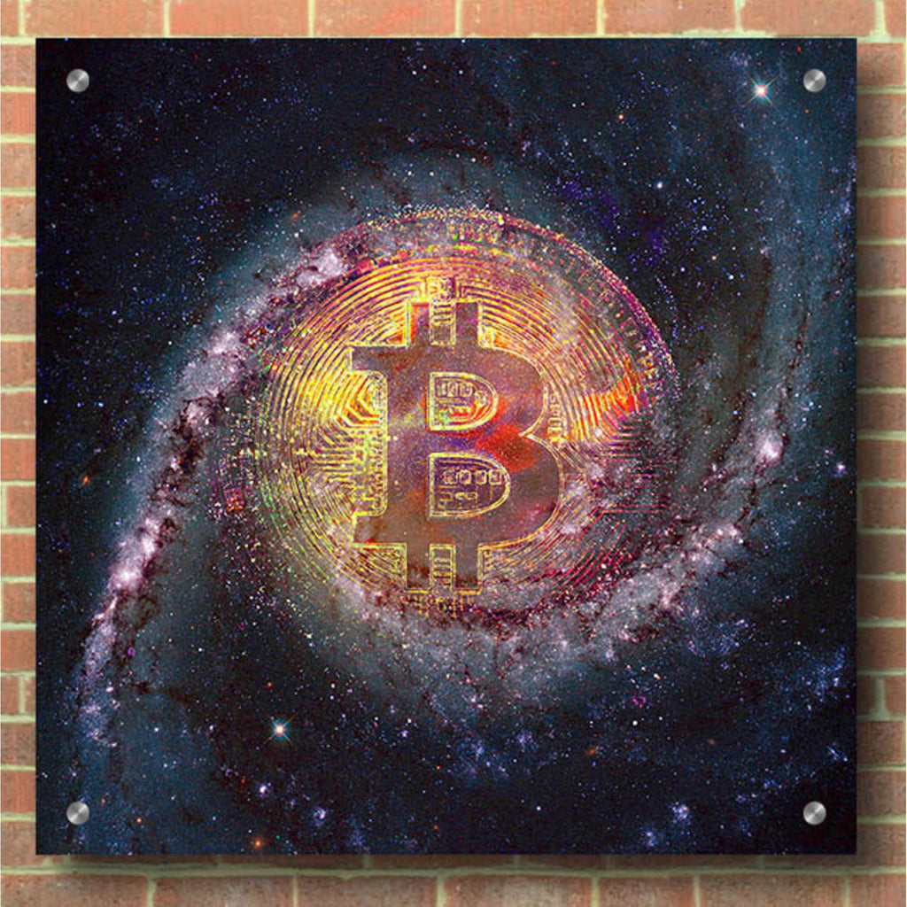 Epic Art 'Bitcoin Galaxy', Acrylic Glass Wall Art,36x36