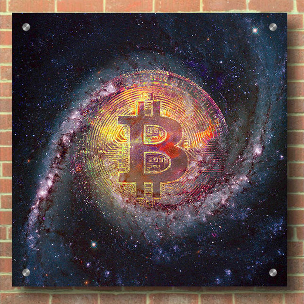 Epic Art 'Bitcoin Galaxy', Acrylic Glass Wall Art,36x36