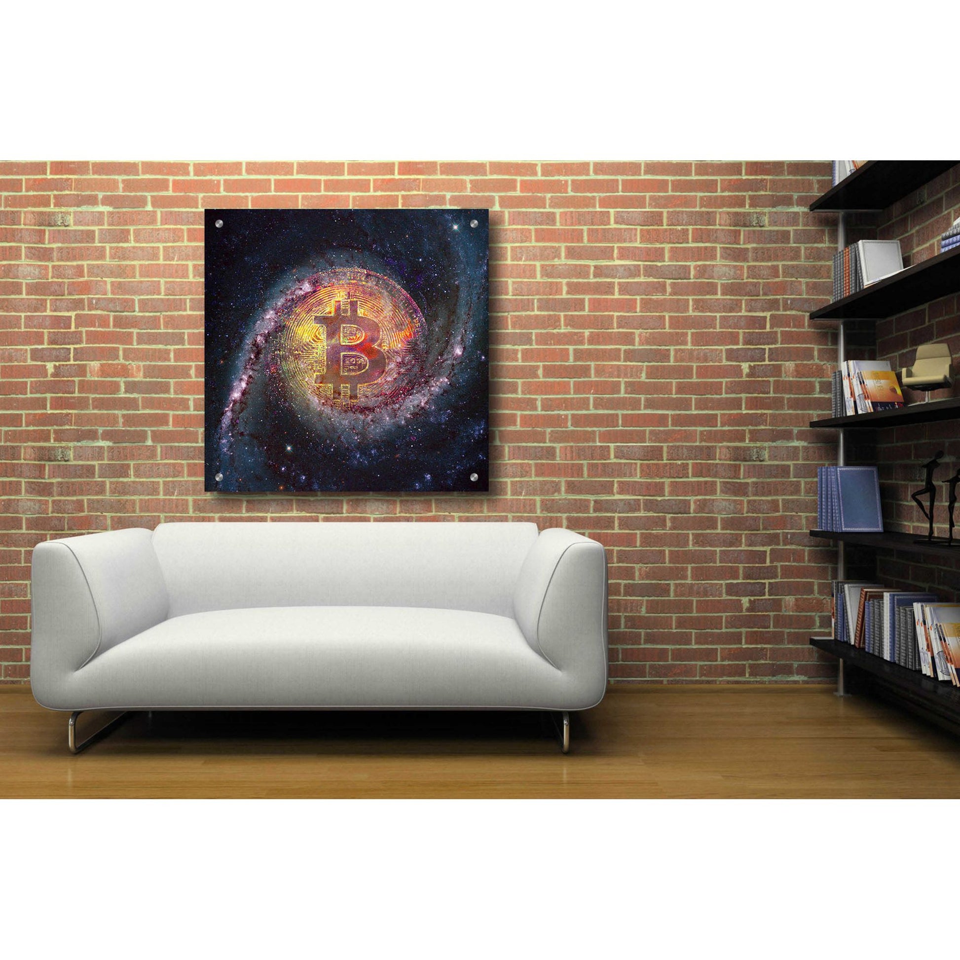 Epic Art 'Bitcoin Galaxy', Acrylic Glass Wall Art,36x36