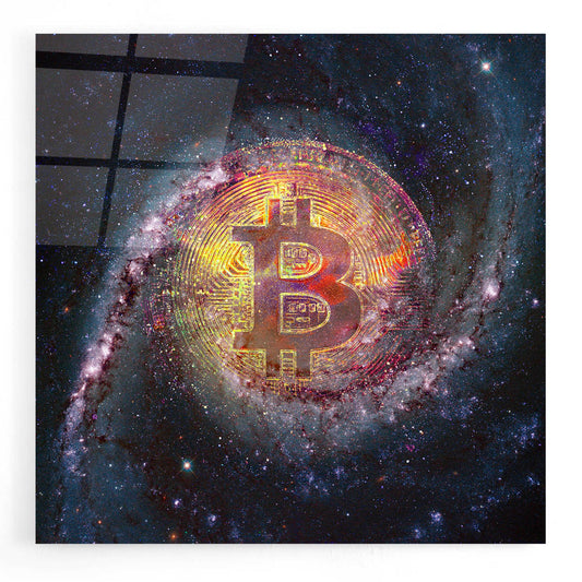 Epic Art 'Bitcoin Galaxy', Acrylic Glass Wall Art