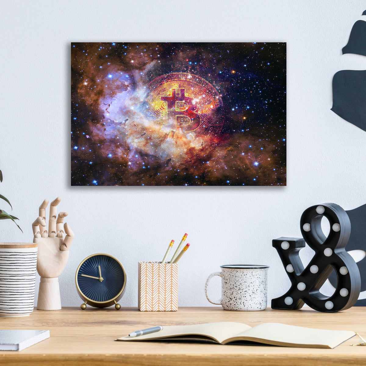 Epic Art 'Bitcoin Nebula', Acrylic Glass Wall Art,16x12