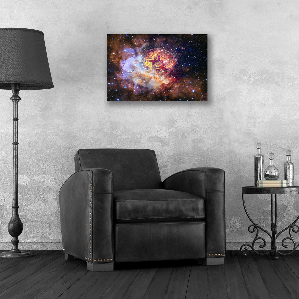 Epic Art 'Bitcoin Nebula', Acrylic Glass Wall Art,24x16