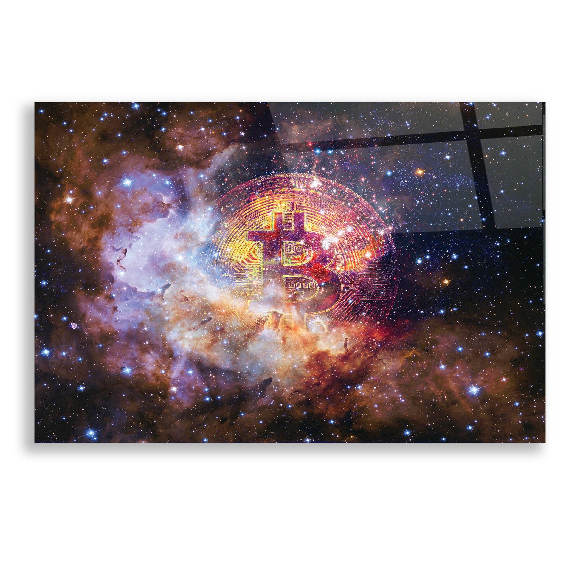 Epic Art 'Bitcoin Nebula', Acrylic Glass Wall Art,24x16