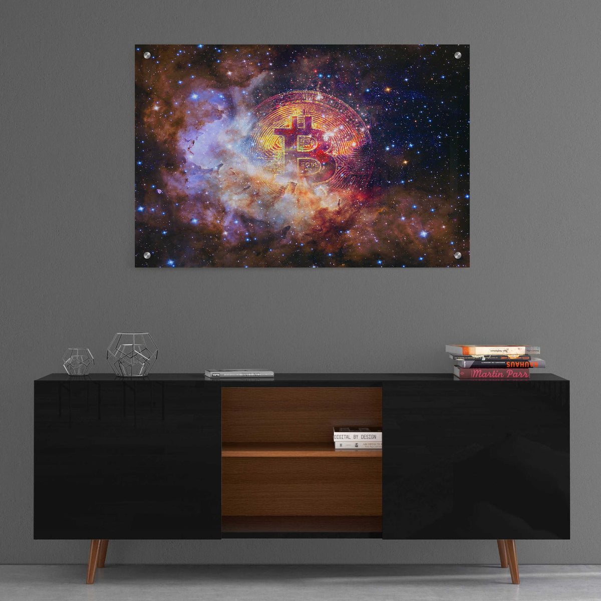 Epic Art 'Bitcoin Nebula', Acrylic Glass Wall Art,36x24