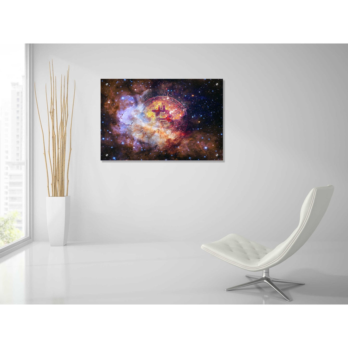 Epic Art 'Bitcoin Nebula', Acrylic Glass Wall Art,36x24