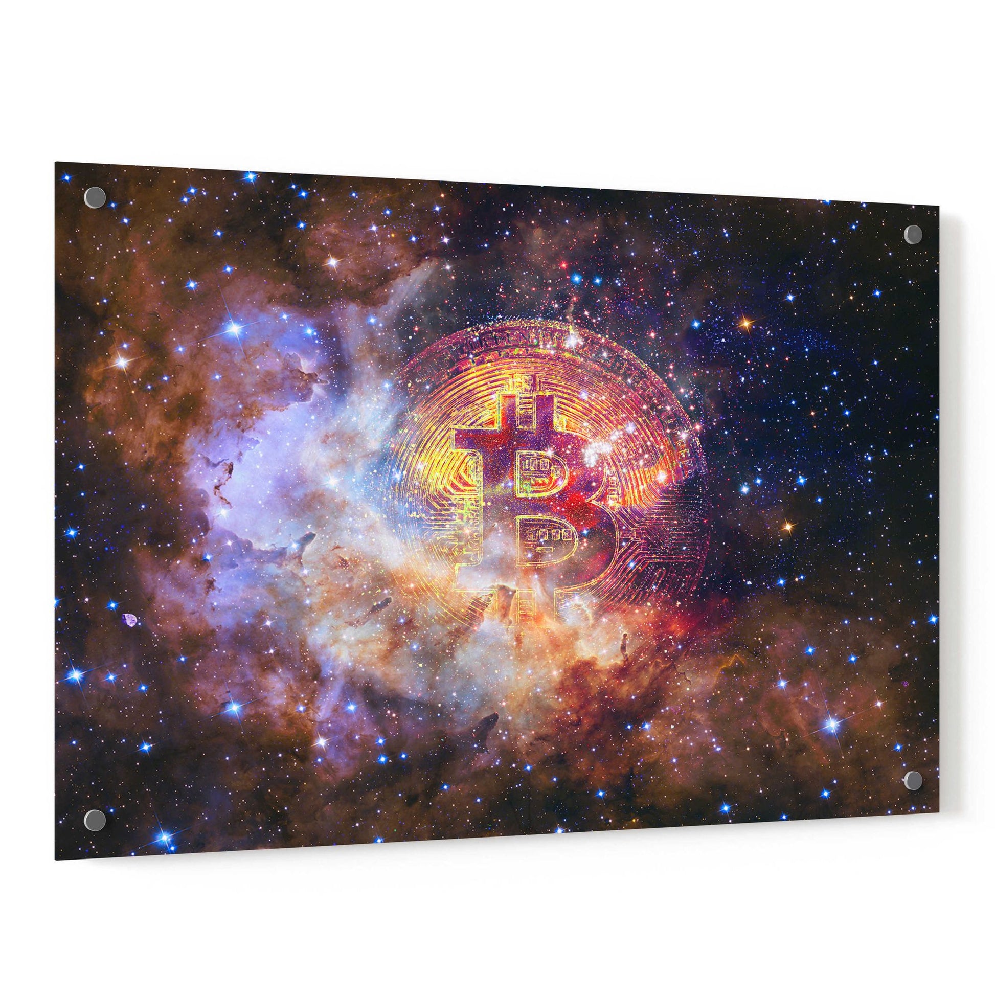 Epic Art 'Bitcoin Nebula', Acrylic Glass Wall Art,36x24
