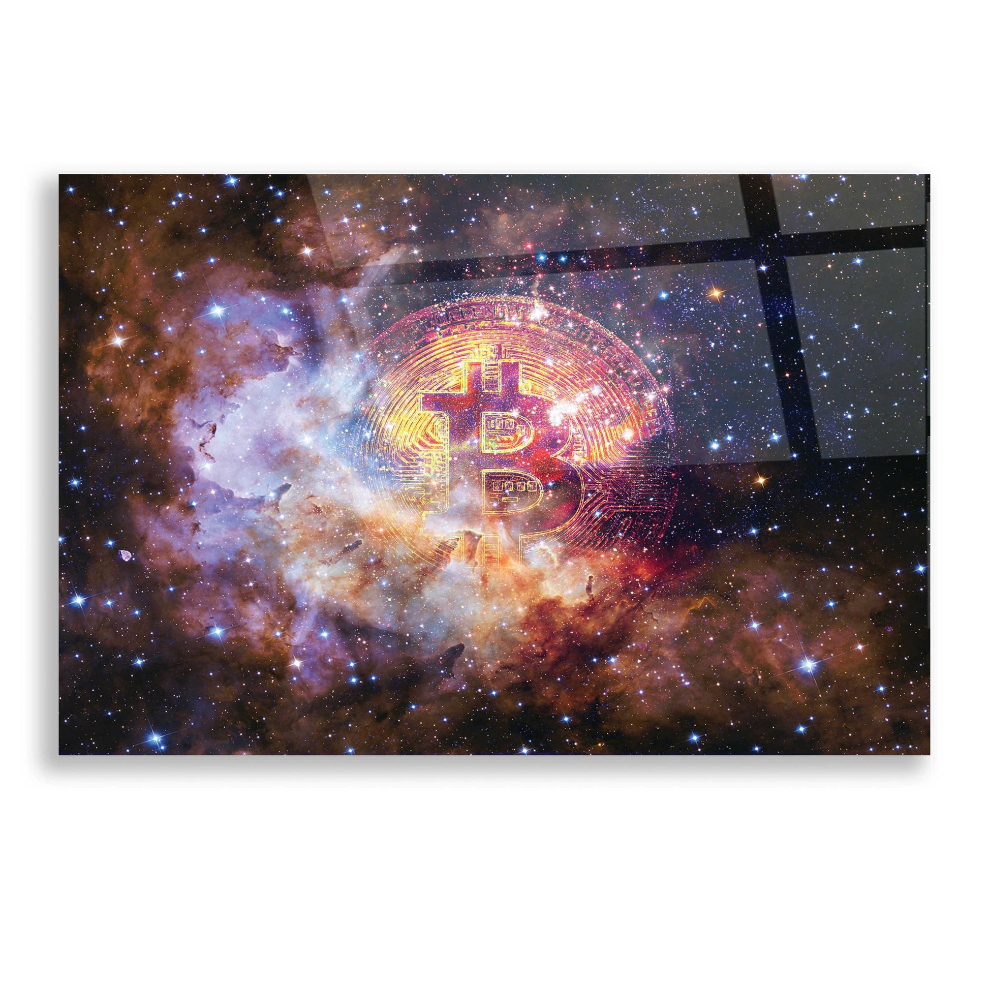 Epic Art 'Bitcoin Nebula', Acrylic Glass Wall Art