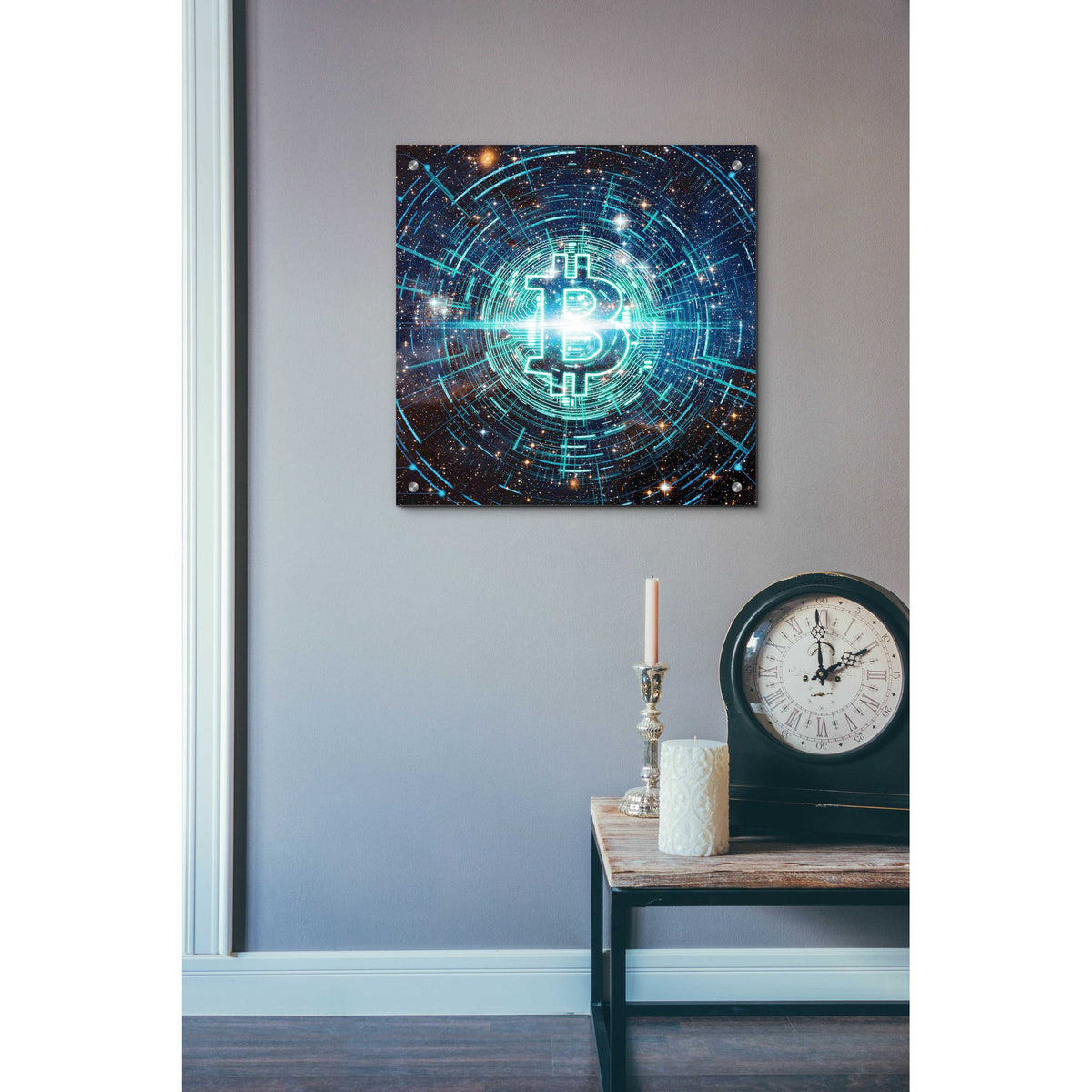 Epic Art 'Cyber Bitcoin', Acrylic Glass Wall Art,24x24