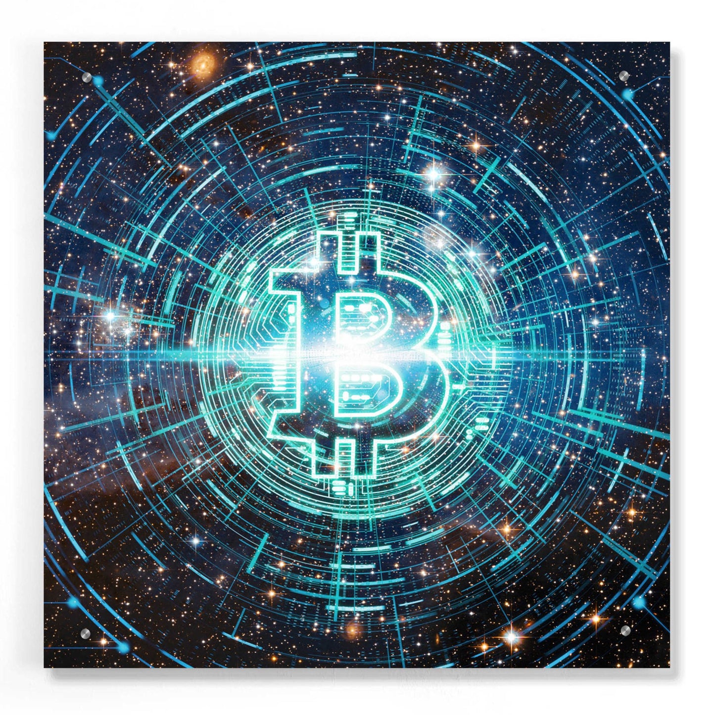 Epic Art 'Cyber Bitcoin', Acrylic Glass Wall Art,24x24