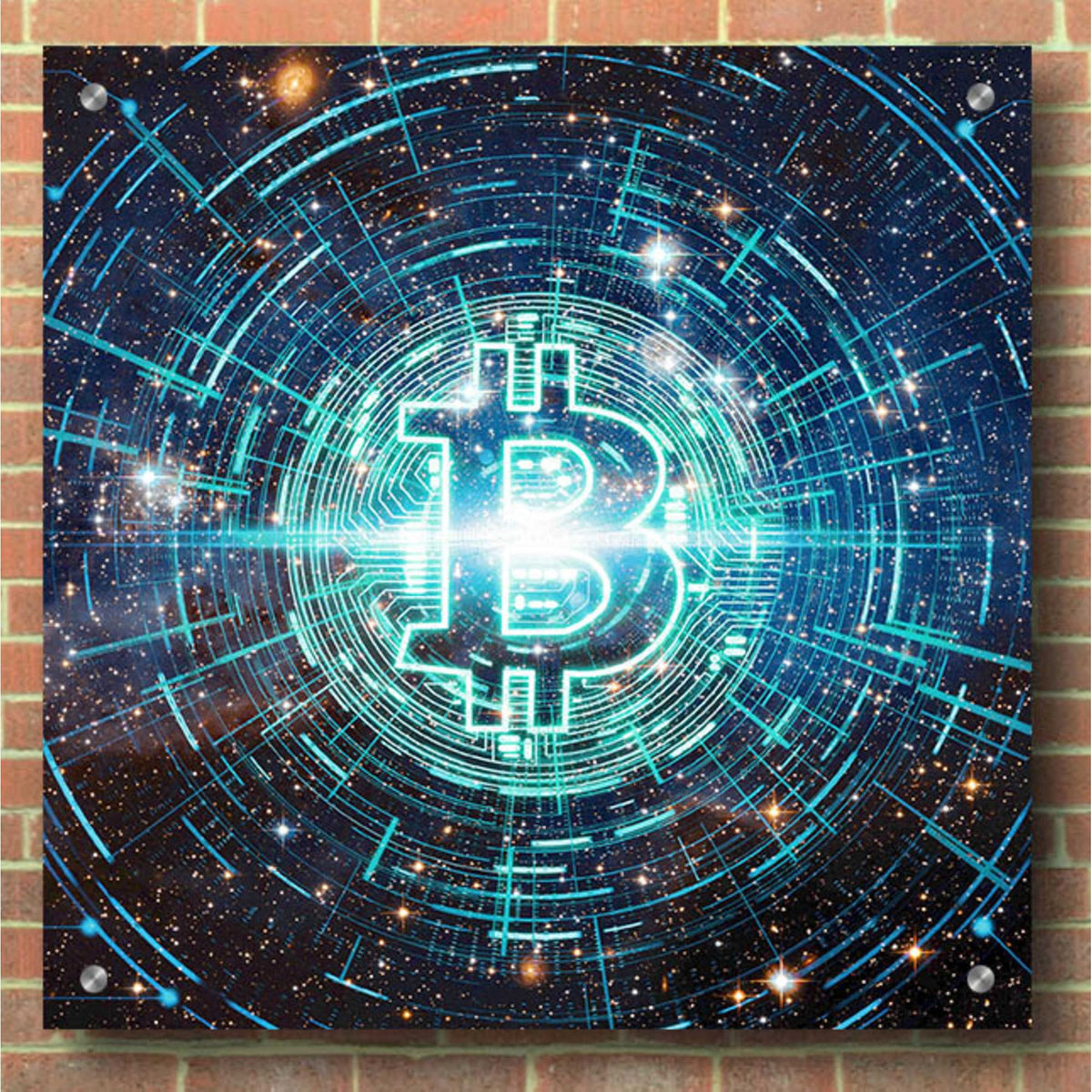 Epic Art 'Cyber Bitcoin', Acrylic Glass Wall Art,36x36
