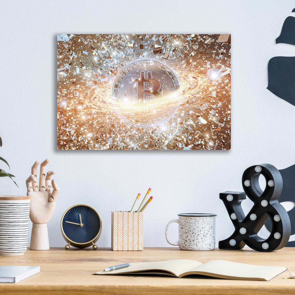 Epic Art 'Bitcoin Ice,' Acrylic Glass Wall Art,16x12