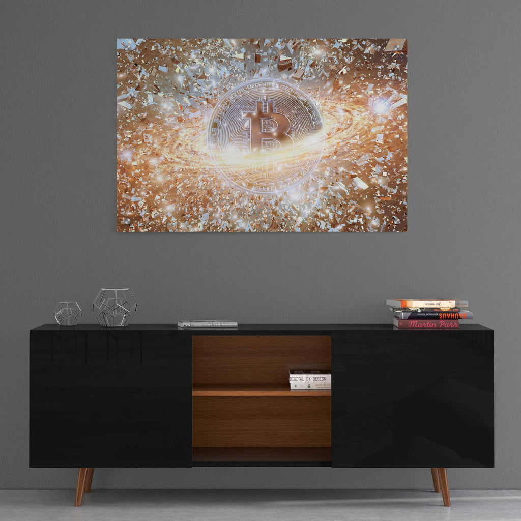 Epic Art 'Bitcoin Ice,' Acrylic Glass Wall Art,36x24