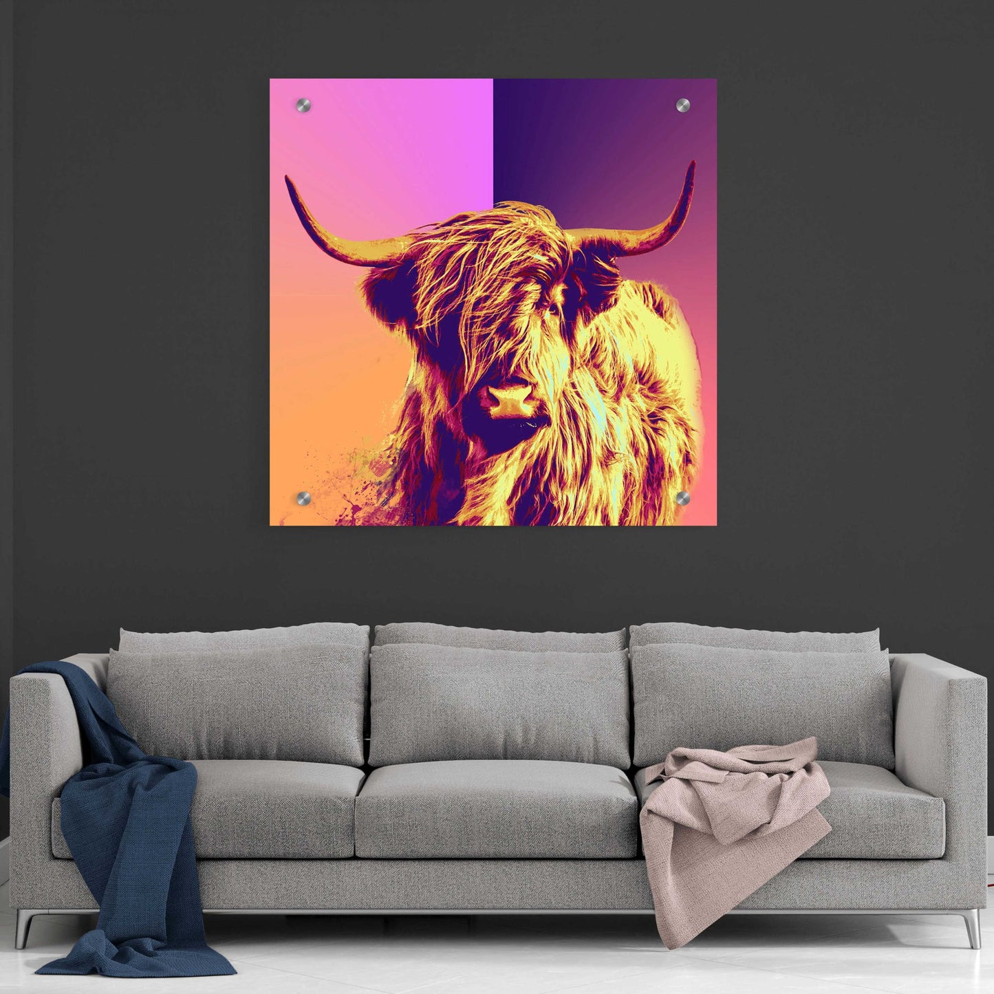 Epic Art 'Highland Cow Crush,' Acrylic Glass Wall Art,36x36