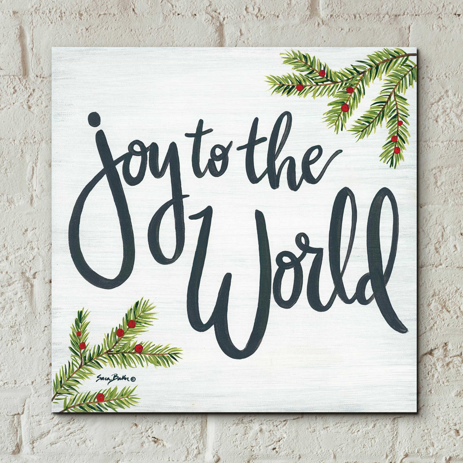 Epic Art 'Joy to the World' by Sara Baker, Acrylic Glass Wall Art,12x12