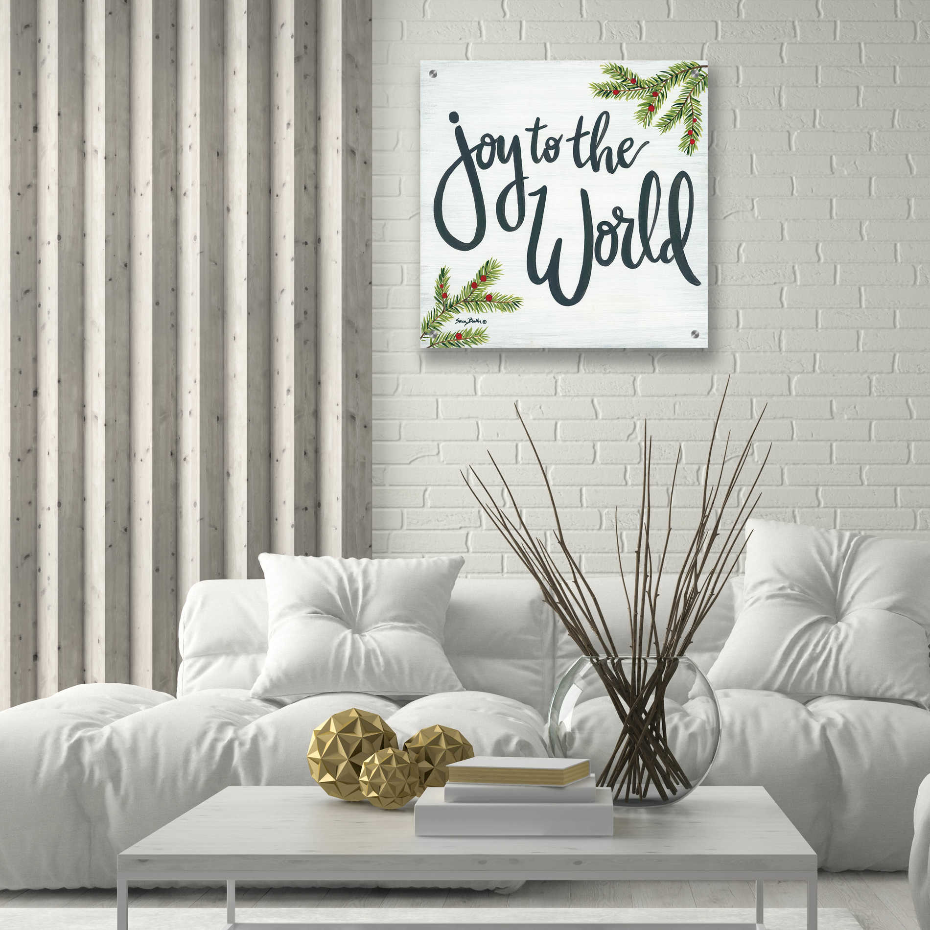 Epic Art 'Joy to the World' by Sara Baker, Acrylic Glass Wall Art,24x24