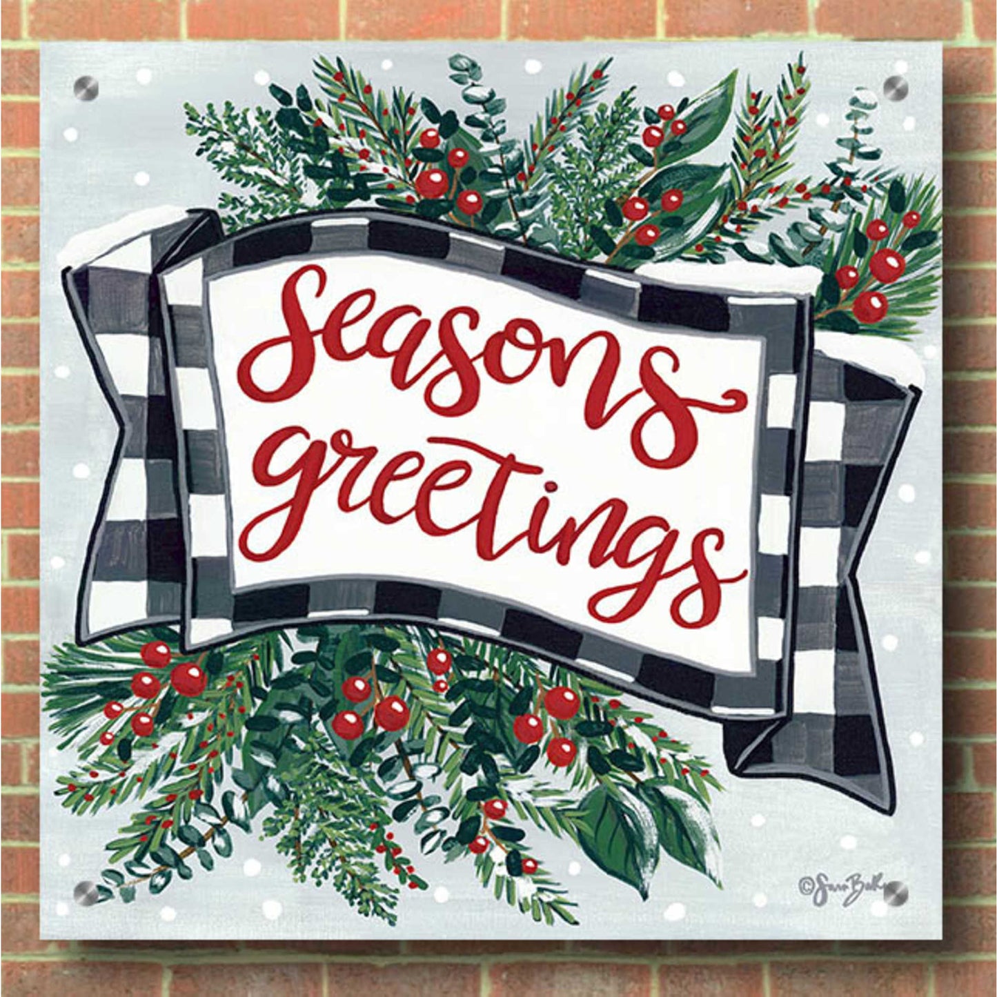 Epic Art 'Seasons Greetings Banner' by Sara Baker, Acrylic Glass Wall Art,36x36