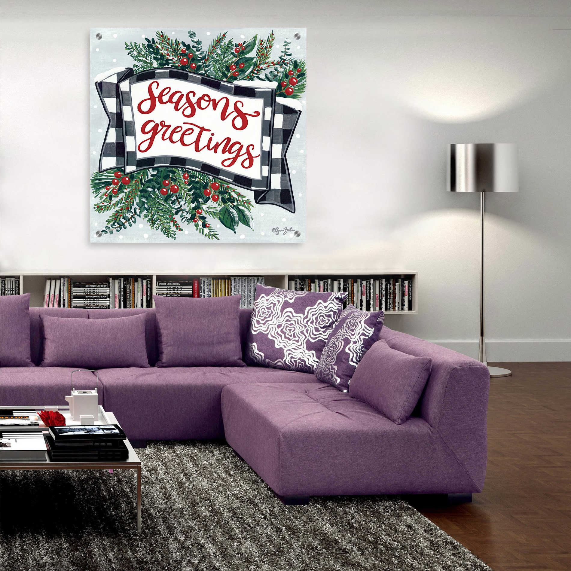 Epic Art 'Seasons Greetings Banner' by Sara Baker, Acrylic Glass Wall Art,36x36