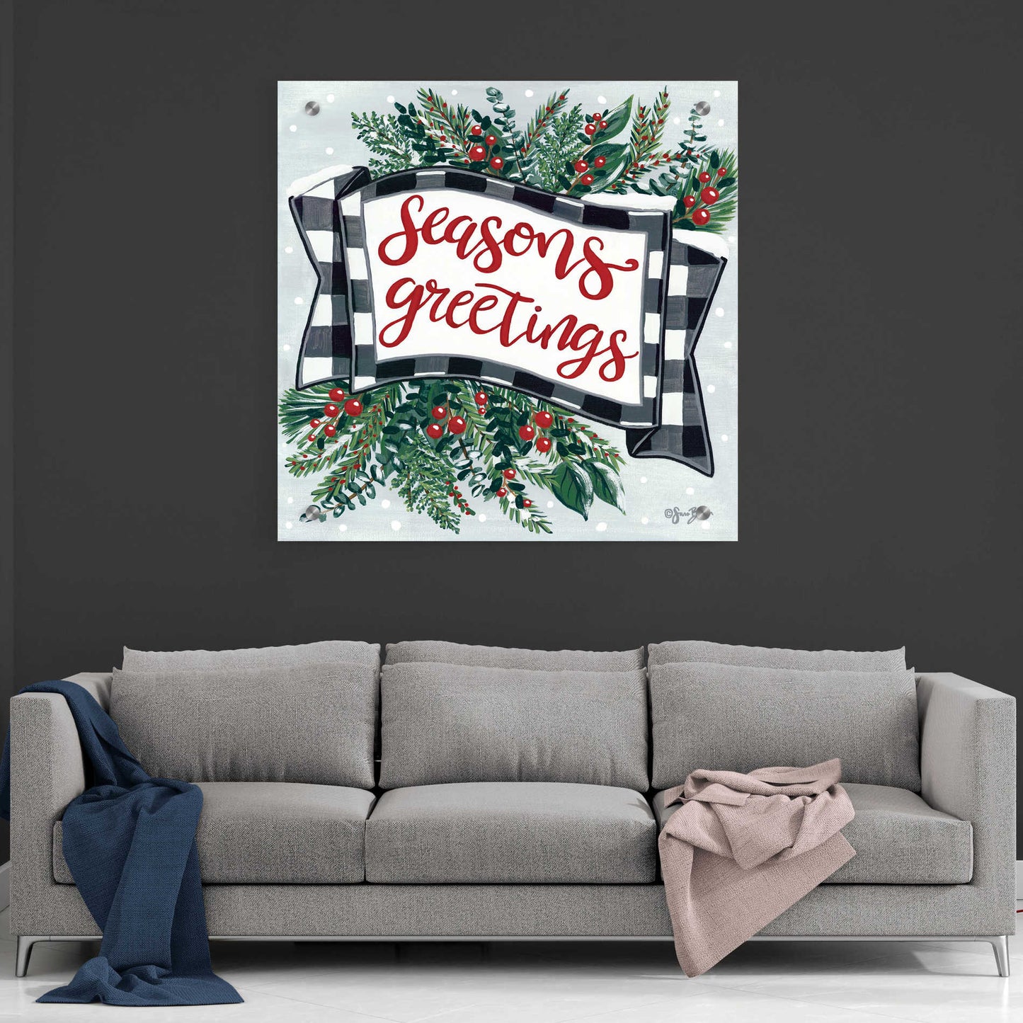 Epic Art 'Seasons Greetings Banner' by Sara Baker, Acrylic Glass Wall Art,36x36