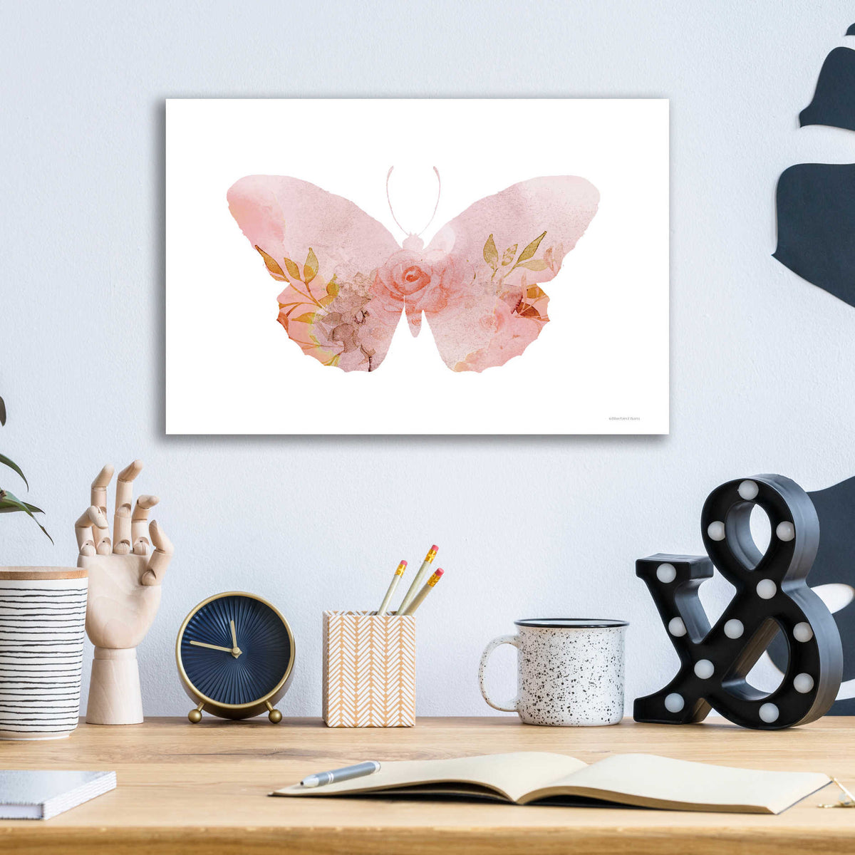 Epic Art 'Meadow Flora Butterfly' by Bluebird Barn, Acrylic Glass Wall Art,16x12