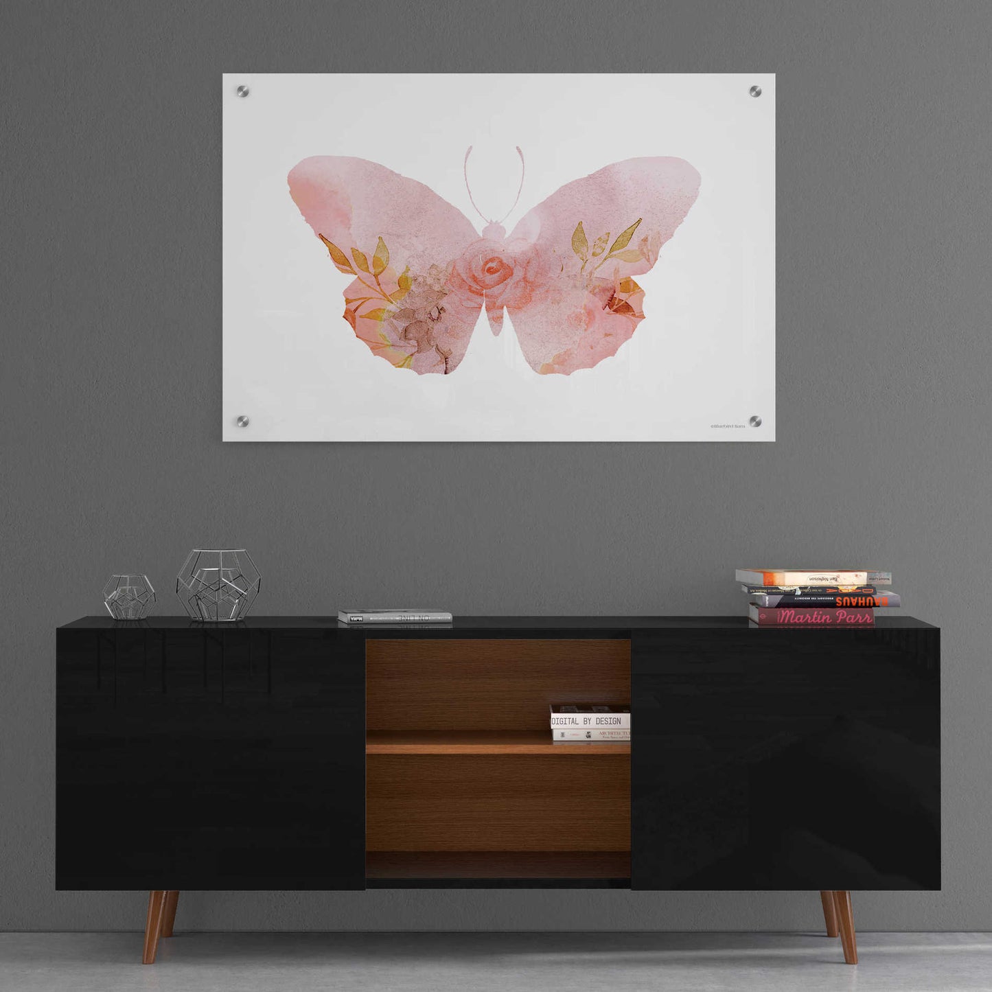 Epic Art 'Meadow Flora Butterfly' by Bluebird Barn, Acrylic Glass Wall Art,36x24