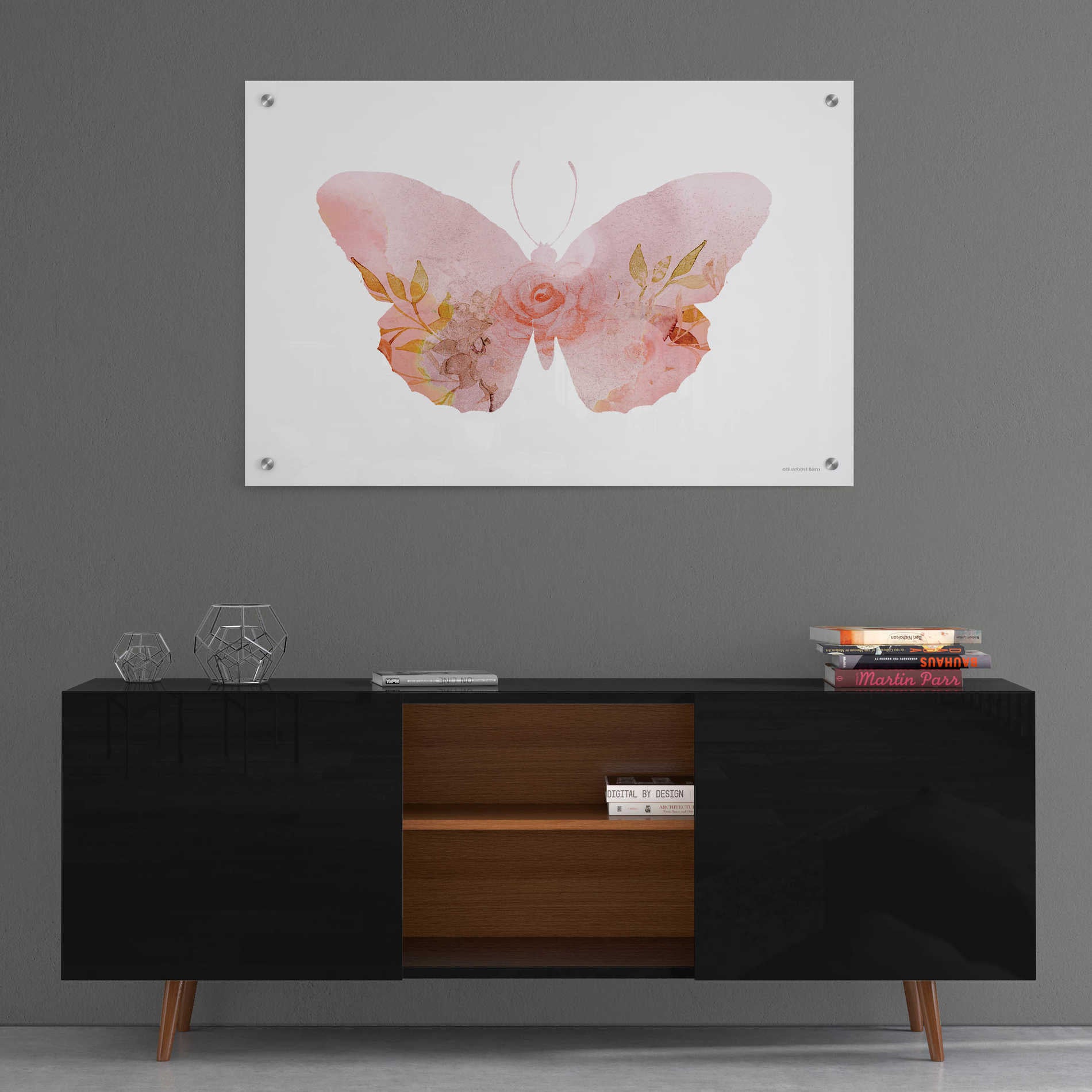 Epic Art 'Meadow Flora Butterfly' by Bluebird Barn, Acrylic Glass Wall Art,36x24