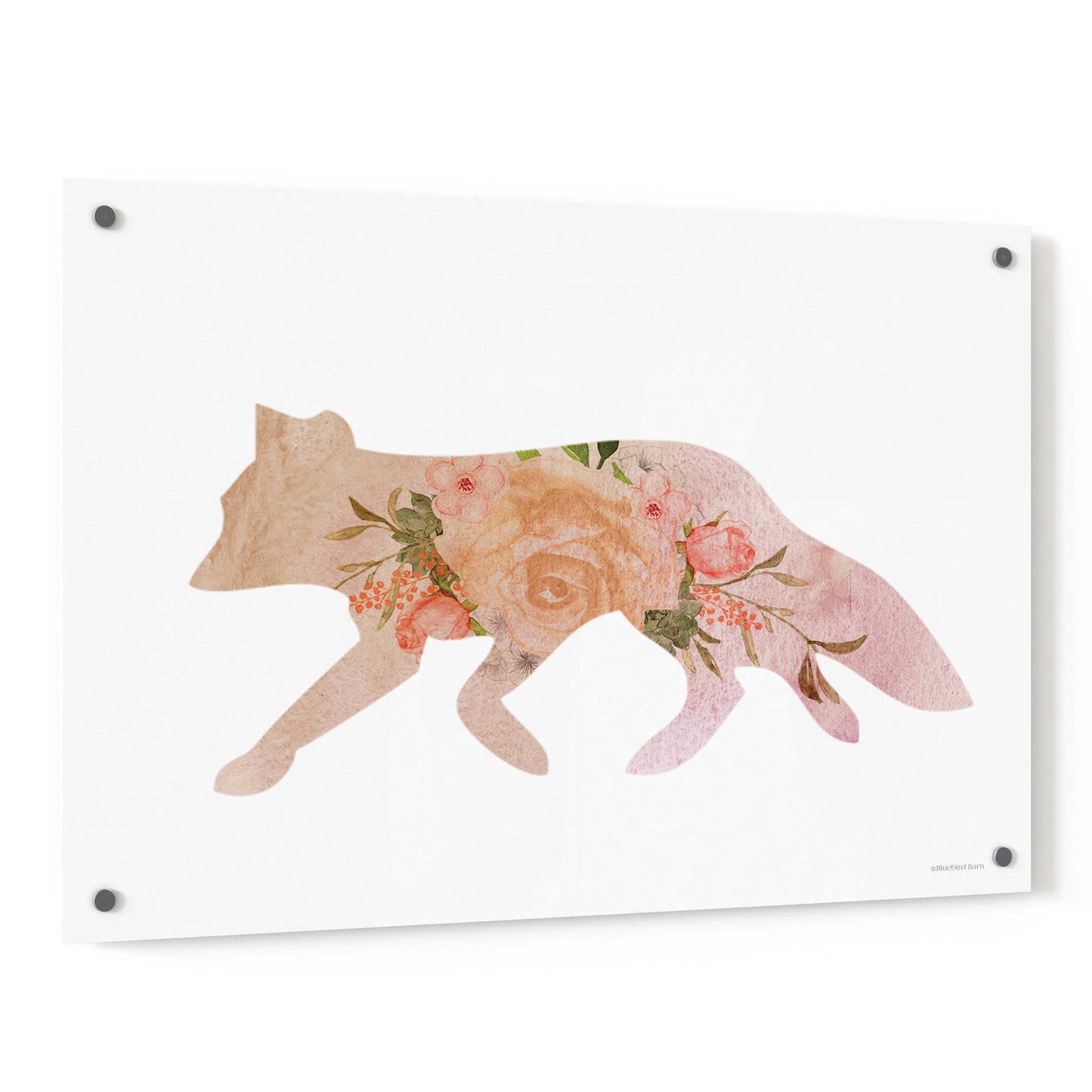 Epic Art 'Meadow Flora Fox' by Bluebird Barn, Acrylic Glass Wall Art,36x24