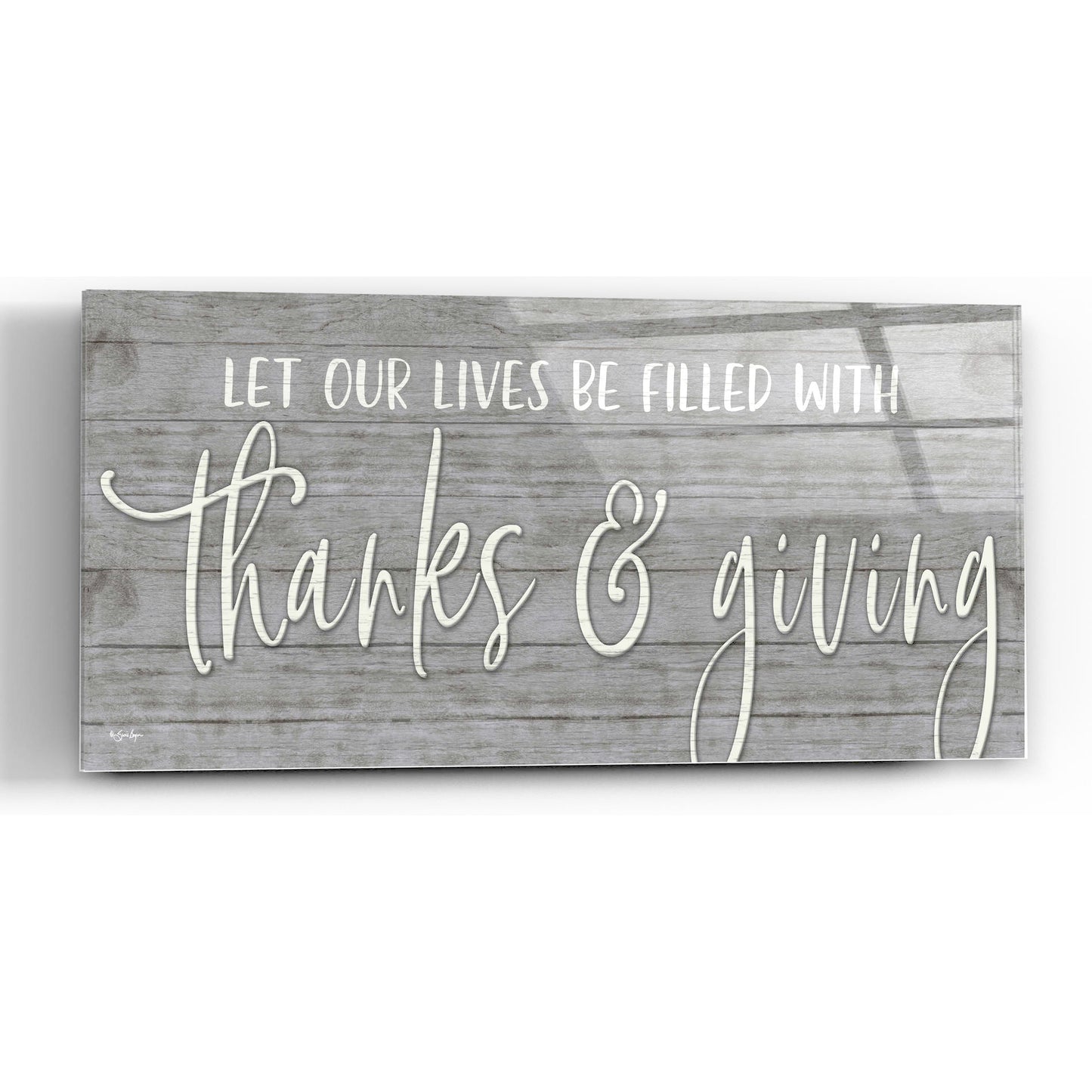 Epic Art 'Thanks & Giving' by Susie Boyer, Acrylic Glass Wall Art,36x12