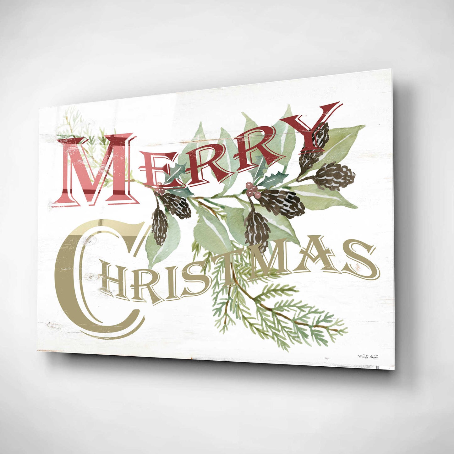 Epic Art 'Vintage Merry Christmas' by Cindy Jacobs, Acrylic Glass Wall Art,24x16