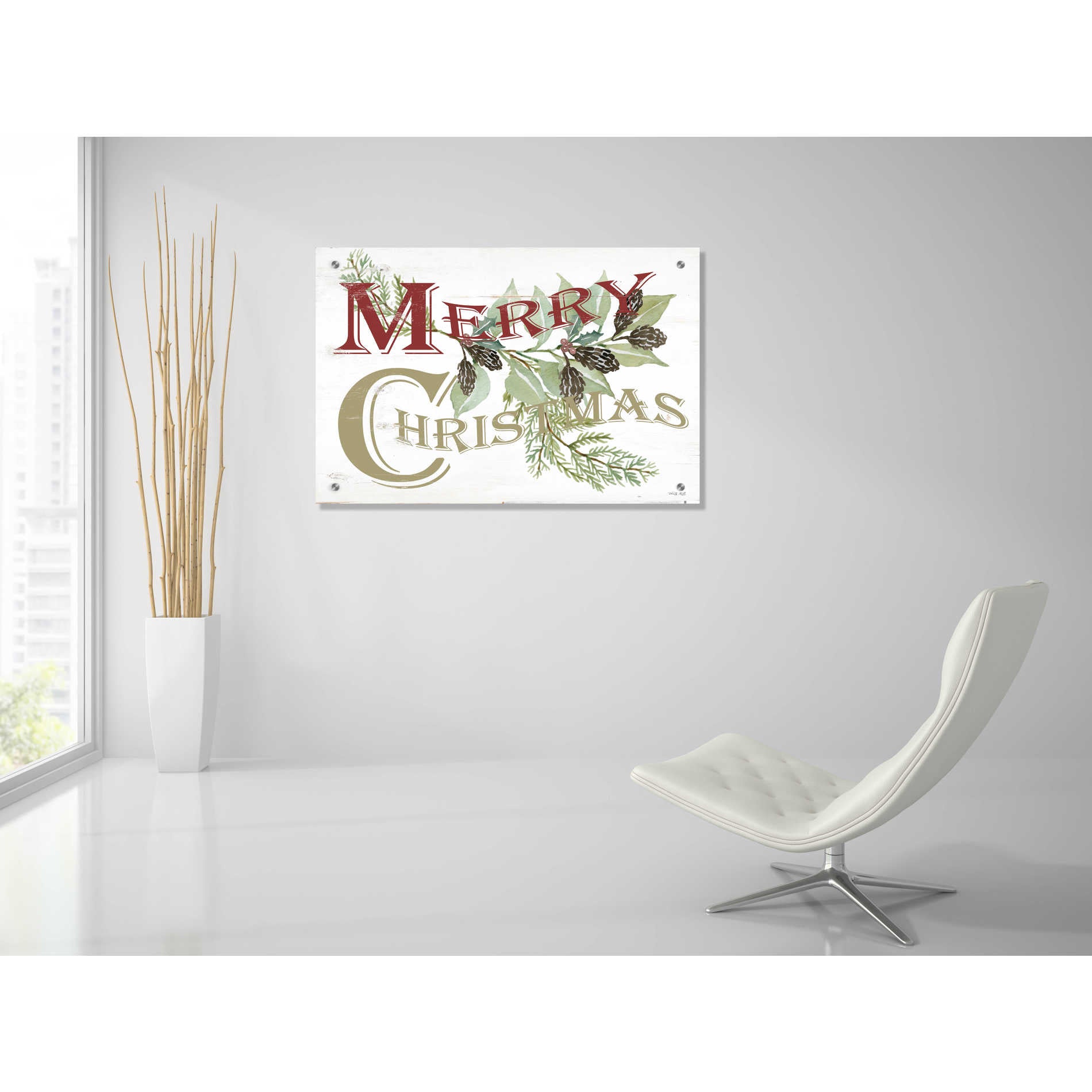 Epic Art 'Vintage Merry Christmas' by Cindy Jacobs, Acrylic Glass Wall Art,36x24