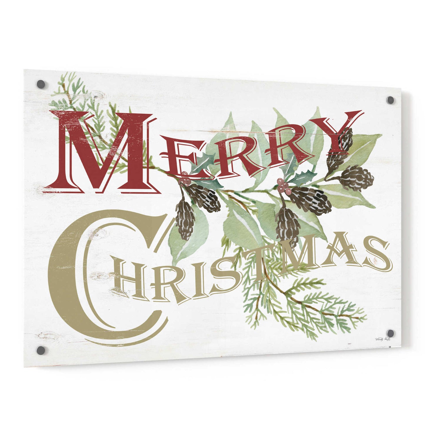 Epic Art 'Vintage Merry Christmas' by Cindy Jacobs, Acrylic Glass Wall Art,36x24