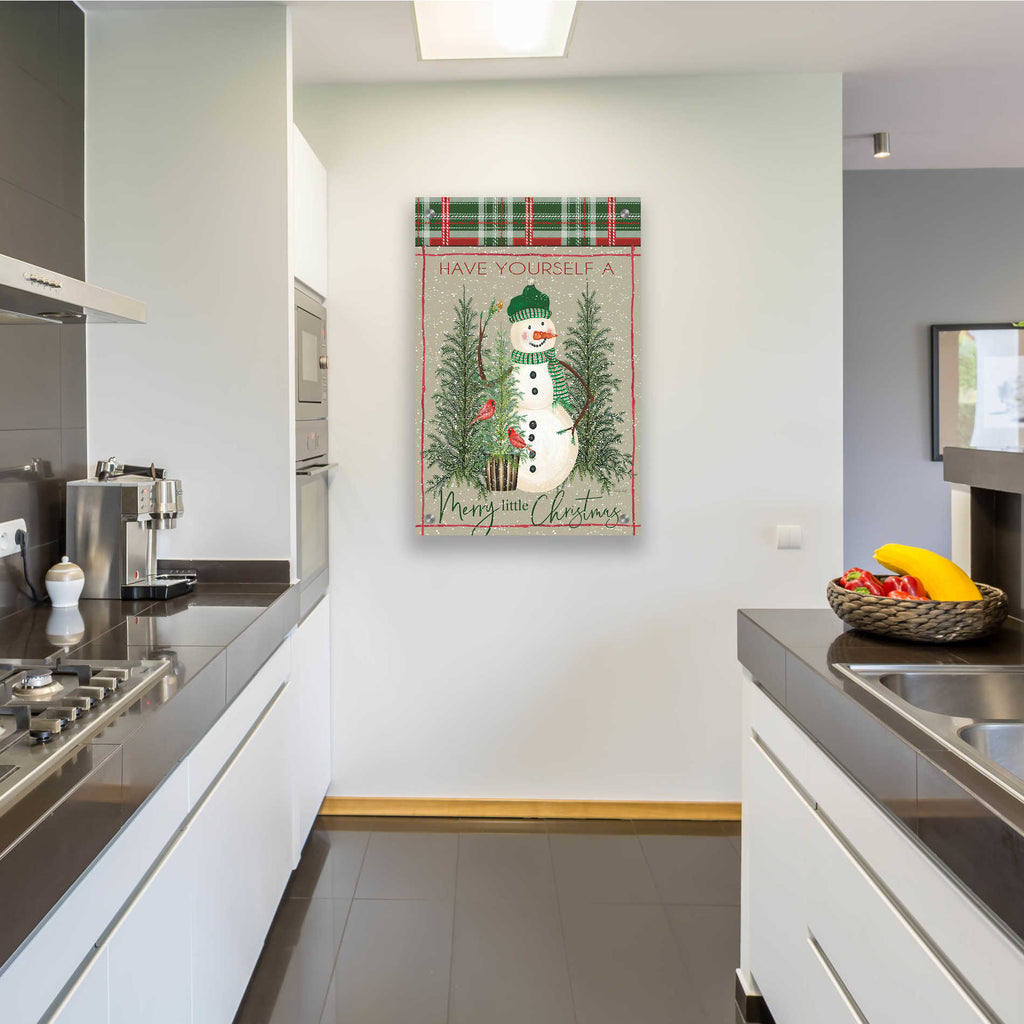 Epic Art 'Merry Little Christmas Snowman' by Cindy Jacobs, Acrylic Glass Wall Art,24x36