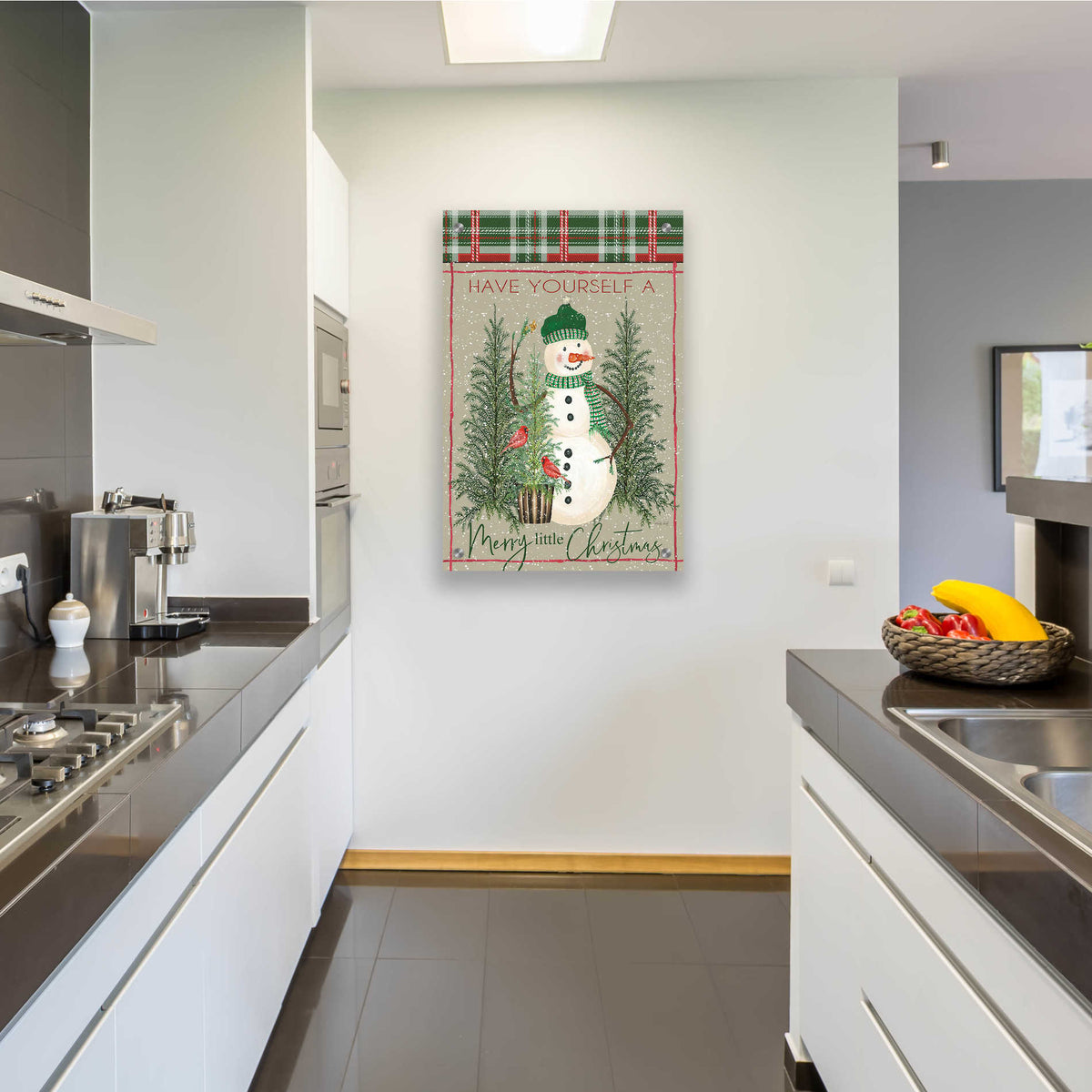 Epic Art 'Merry Little Christmas Snowman' by Cindy Jacobs, Acrylic Glass Wall Art,24x36