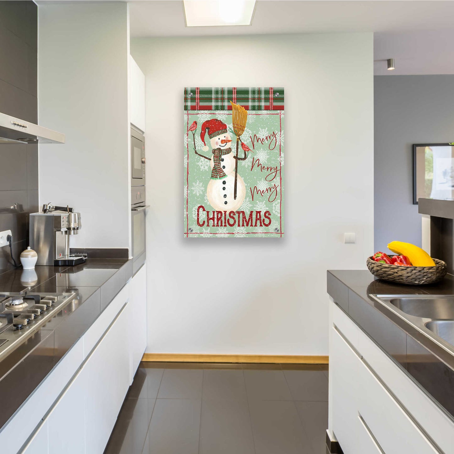 Epic Art 'Merry-Merry-Merry Christmas Snowman' by Cindy Jacobs, Acrylic Glass Wall Art,24x36