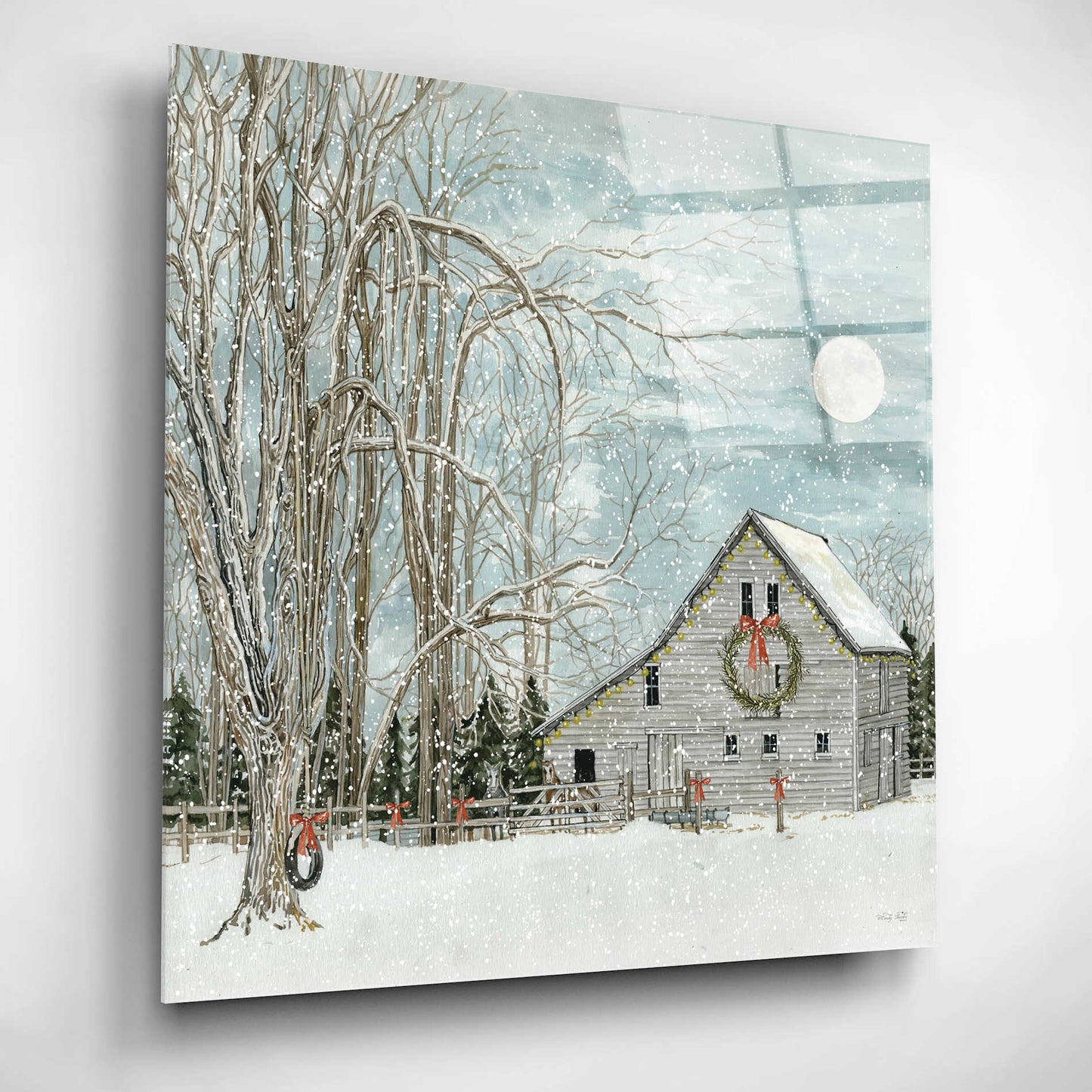 Epic Art 'Christmas Eve Moon' by Cindy Jacobs, Acrylic Glass Wall Art,12x12