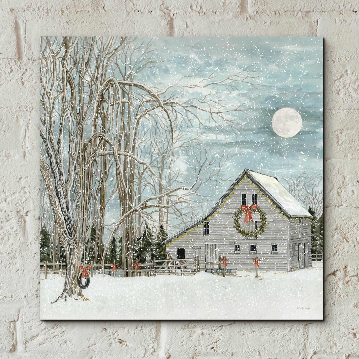 Epic Art 'Christmas Eve Moon' by Cindy Jacobs, Acrylic Glass Wall Art,12x12
