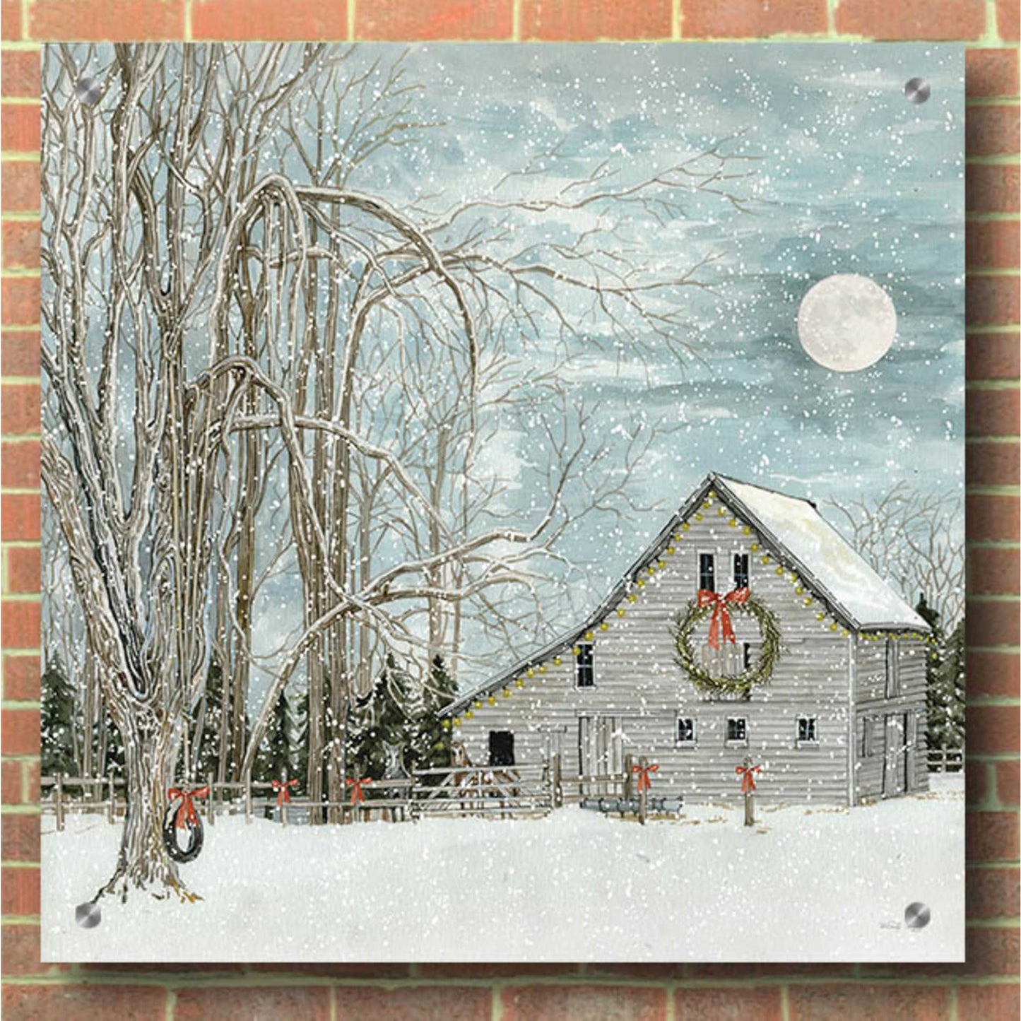 Epic Art 'Christmas Eve Moon' by Cindy Jacobs, Acrylic Glass Wall Art,36x36