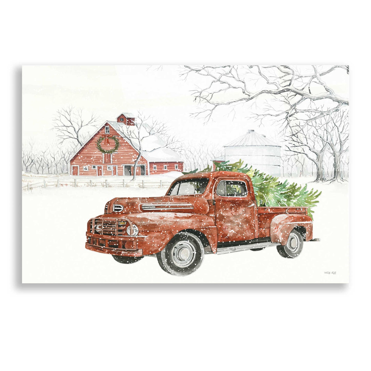 Epic Art 'Christmas Barn' by Cindy Jacobs, Acrylic Glass Wall Art,16x12