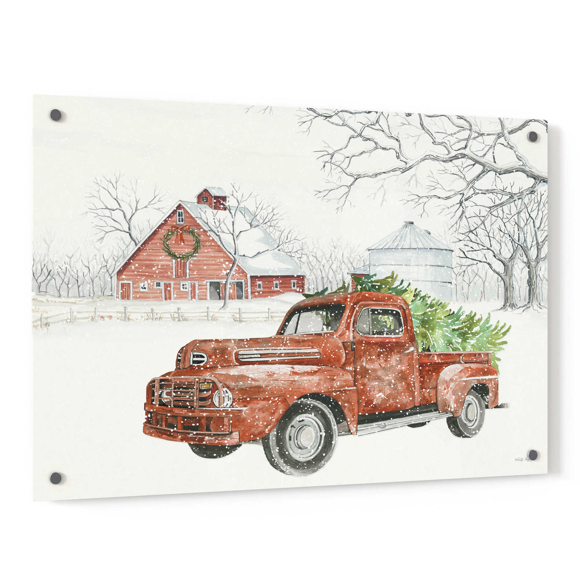 Epic Art 'Christmas Barn' by Cindy Jacobs, Acrylic Glass Wall Art,36x24