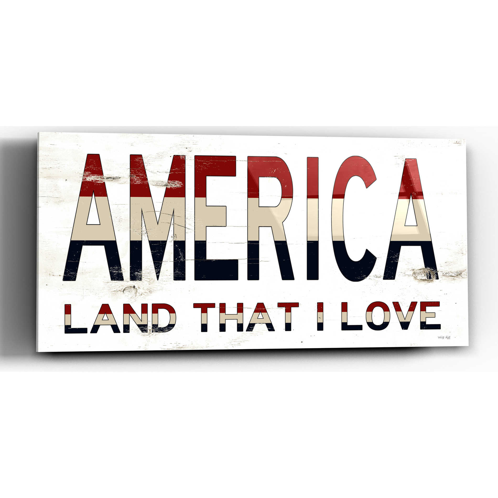 Epic Art 'America - Land That I Love' by Cindy Jacobs, Acrylic Glass Wall Art,24x12