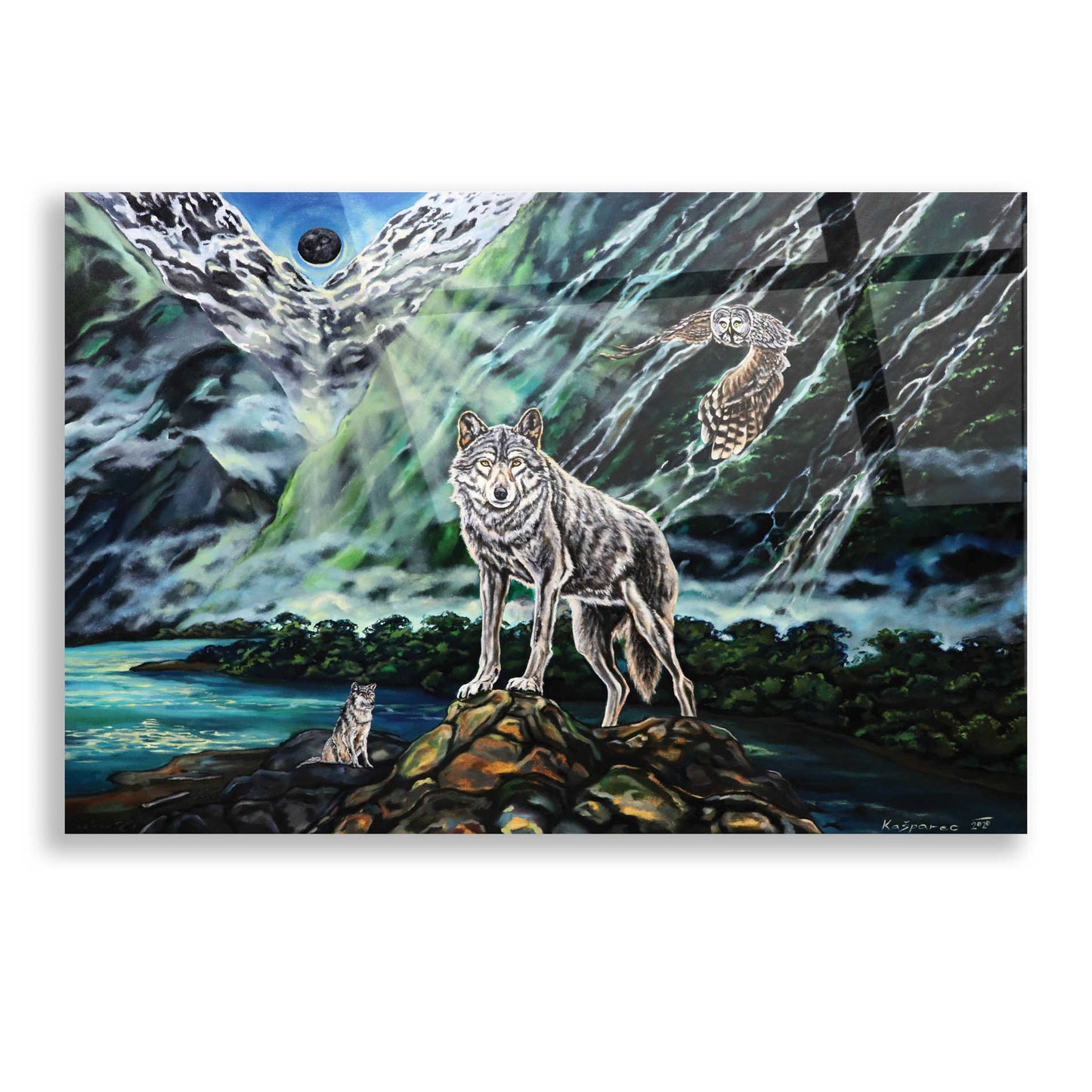 Epic Art 'Wolfpack The New Moon' by Jan Kasparec, Acrylic Glass Wall Art,16x12