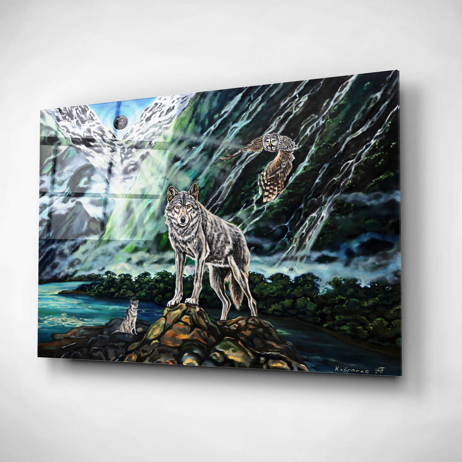 Epic Art 'Wolfpack The New Moon' by Jan Kasparec, Acrylic Glass Wall Art,24x16