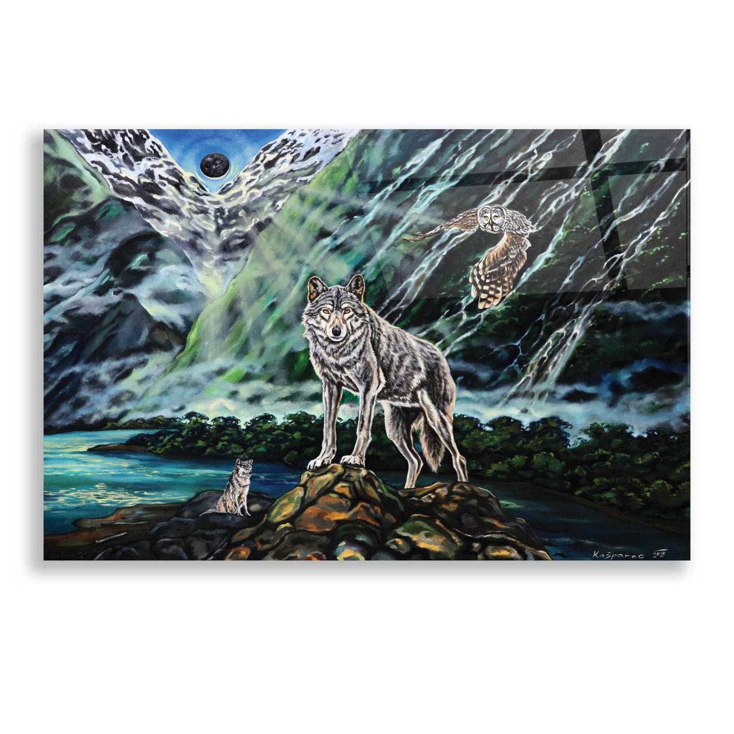 Epic Art 'Wolfpack The New Moon' by Jan Kasparec, Acrylic Glass Wall Art,24x16