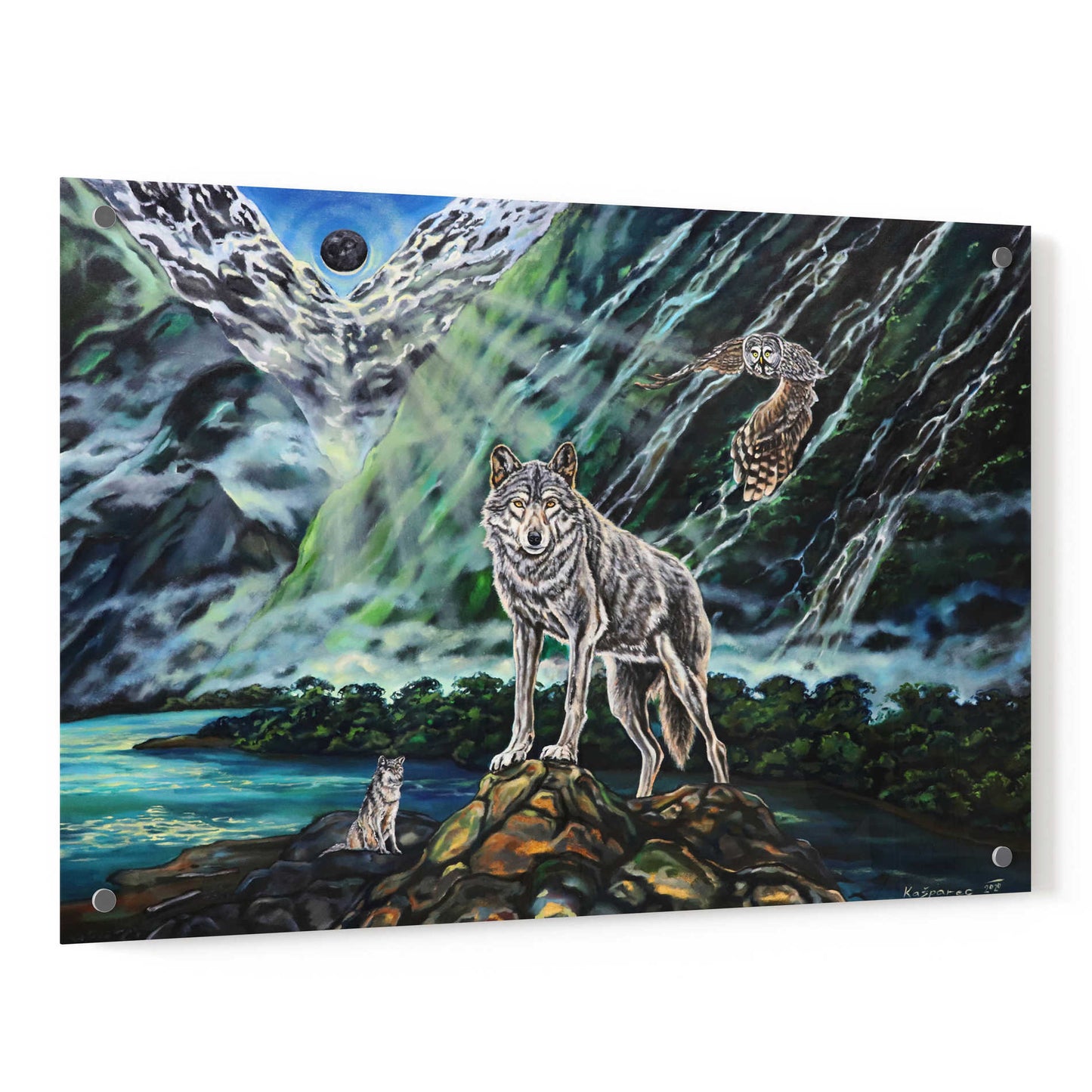 Epic Art 'Wolfpack The New Moon' by Jan Kasparec, Acrylic Glass Wall Art,36x24