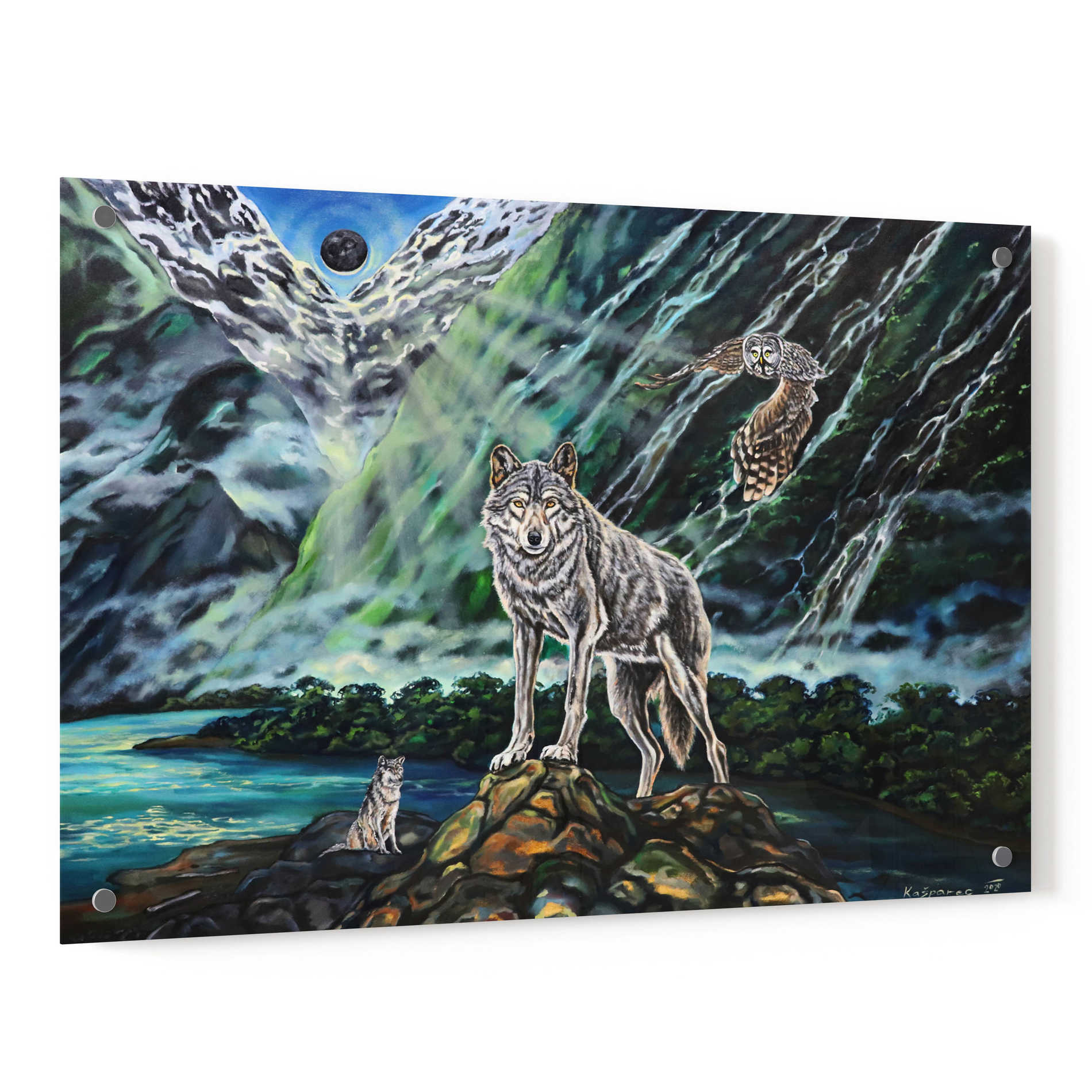 Epic Art 'Wolfpack The New Moon' by Jan Kasparec, Acrylic Glass Wall Art,36x24