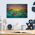 Epic Art 'Turtle Sunset' by Jan Kasparec, Acrylic Glass Wall Art,16x12