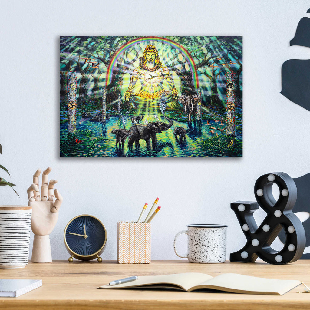Epic Art 'Shiva Elephants ' by Jan Kasparec, Acrylic Glass Wall Art,16x12