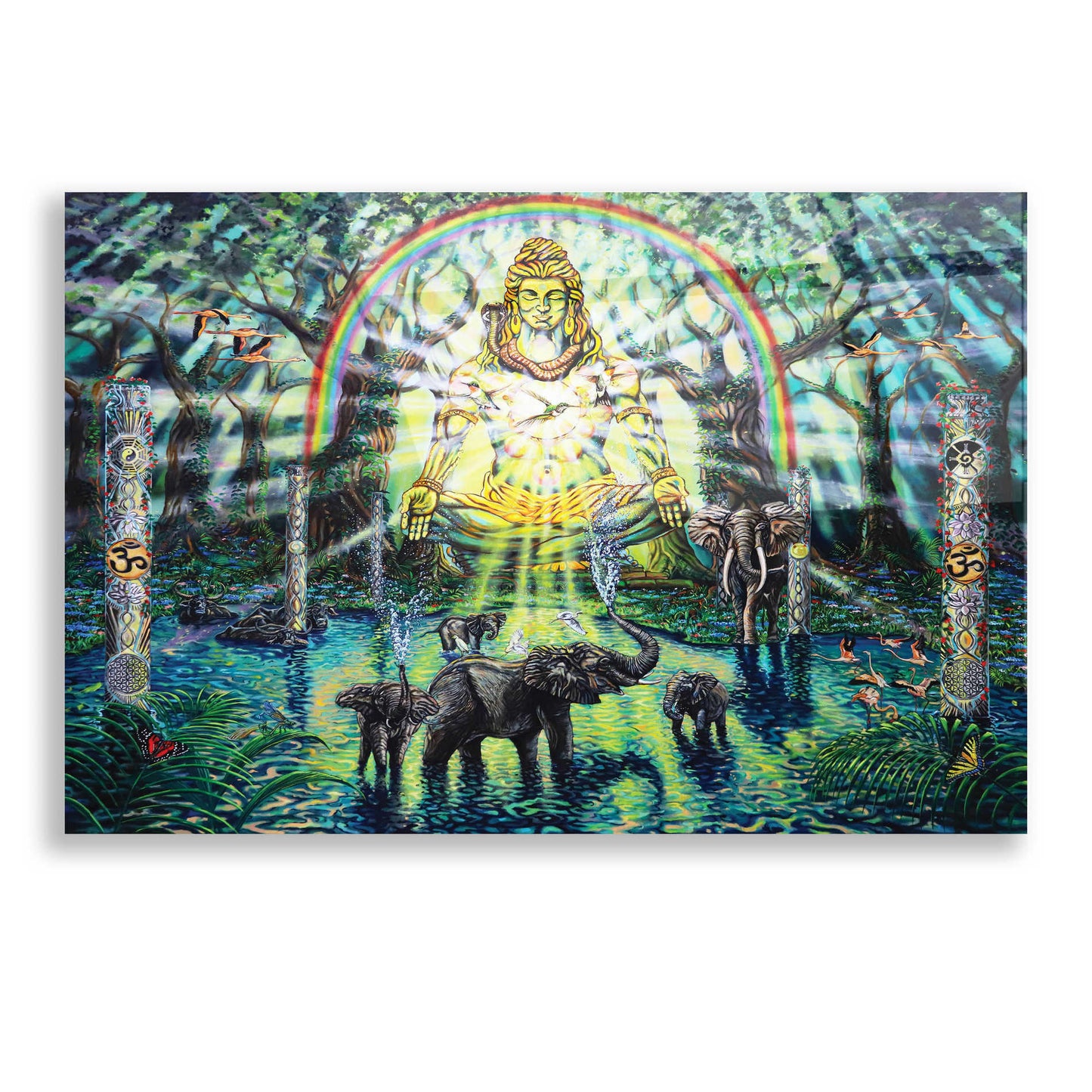 Epic Art 'Shiva Elephants ' by Jan Kasparec, Acrylic Glass Wall Art,16x12