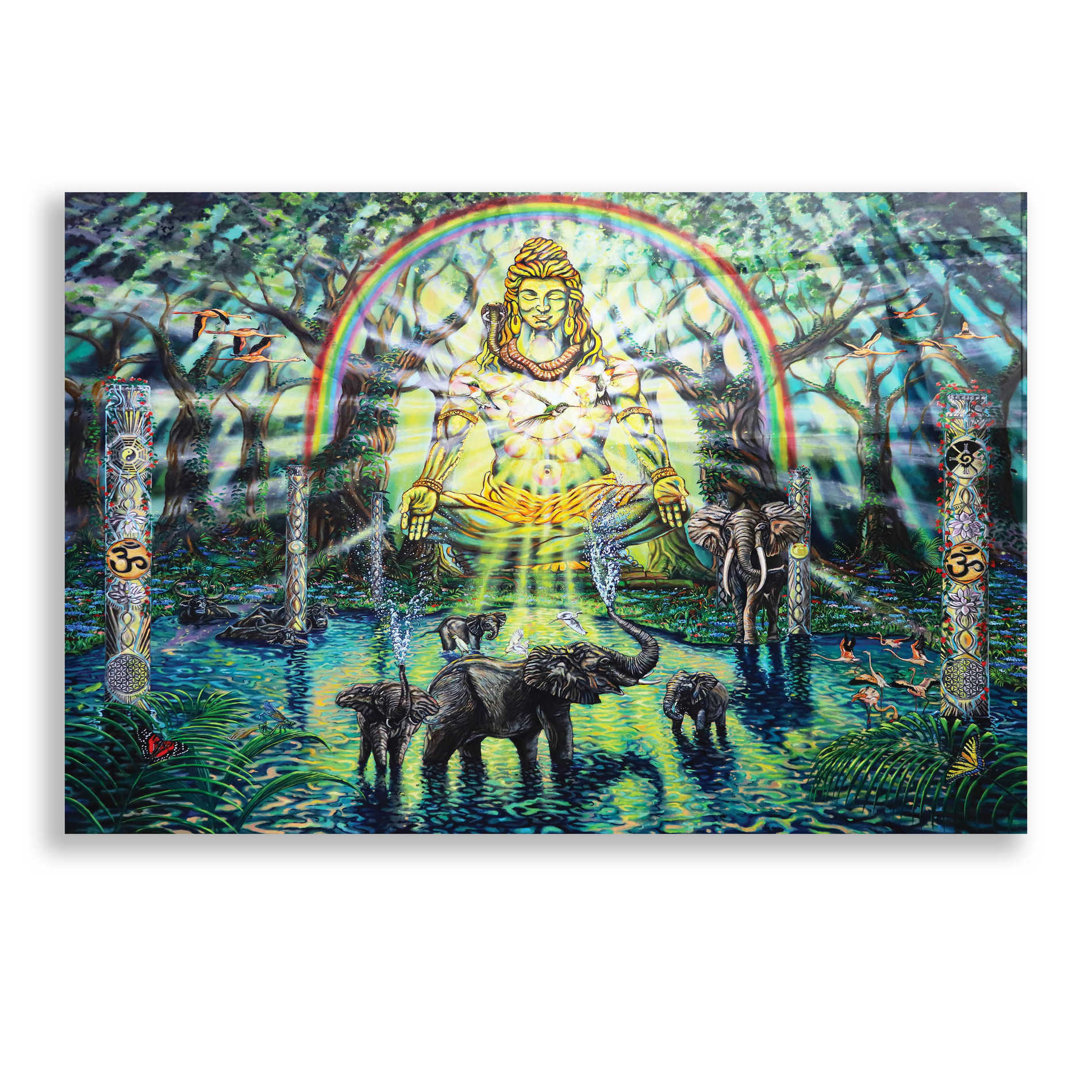 Epic Art 'Shiva Elephants ' by Jan Kasparec, Acrylic Glass Wall Art,24x16